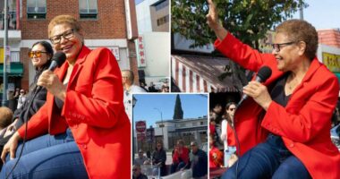 Karen Bass trolled during open-top ride through Los Angeles