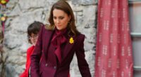 Kate drenches herself in burgundy as she joins William in Wales