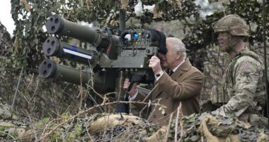 King Charles learns how to shoot down drones during visit to Army base