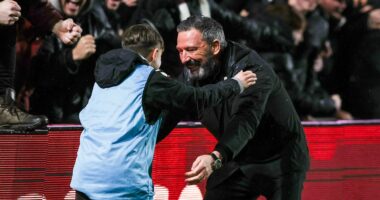 King of Hearts: From late goals and jigs with the ball boy to declarations of intent under the all-seeing eye of Tony Bloom, Tynecastle boss Derek McInnes has never seemed more up for a title fight than he is now
