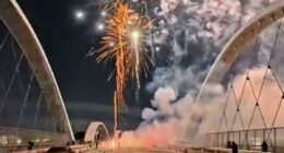 Knuckleheads stage illegal fireworks show off iconic LA bridge -- again: viral video