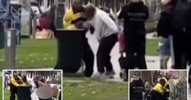 LA security guard caught on camera pummeling homeless man