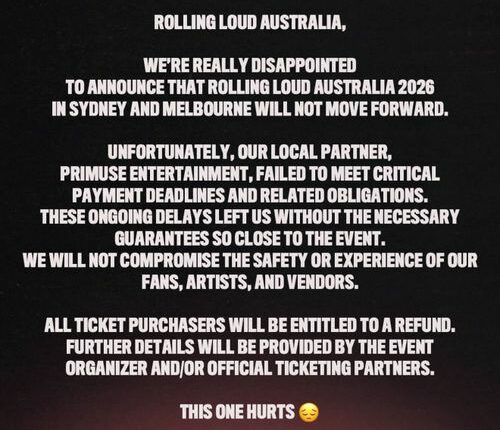 The festival announced its closure on social media today.