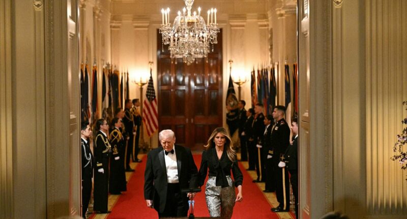 Melania stuns as she holds hands with Trump at Governors' Dinner