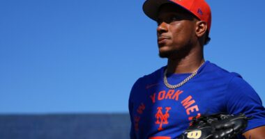 Mets’ Jorge Polanco working on footwork – and ready to do the splits – as he transitions to 1B