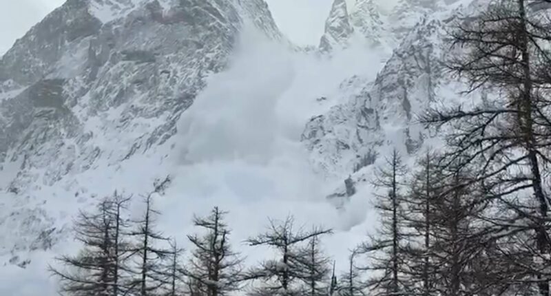 Moment Brit skier sees avalanche and warns 'it's going to hit us'