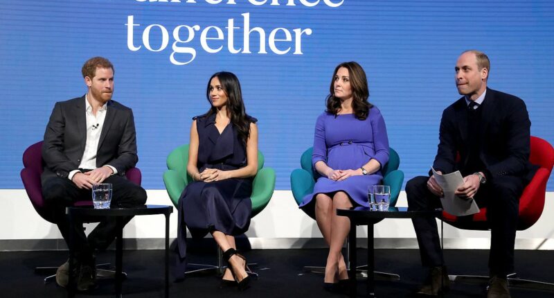 Moment Harry pulled a face when asked about future work with Kate and William during the 'Fab Four's' first ever engagement - as body language expert claims he was communicating with his 'fans' in the audience
