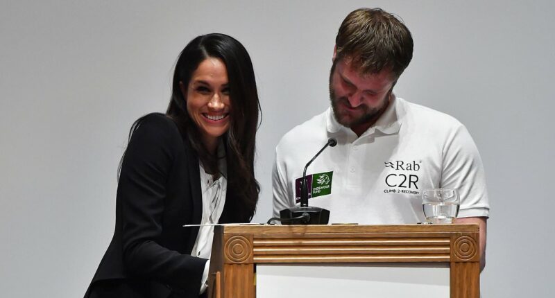 Moment Meghan 'fluffed' her lines in first ever speech as a working royal - and what she said afterwards to the staff member who caused the mishap