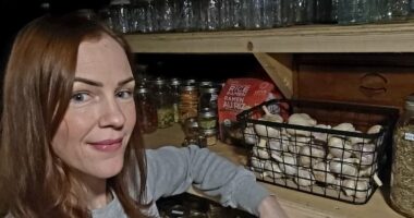 Mother builds her own 'grocery store' at home - complete with shelves full of dried beans, soups, bone broth and lentils - to make sure her family eats healthily 