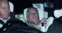 Andrew photographed leaving Aylsham Police Station in Norfolk following his arrest on Thursday