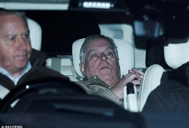 Andrew photographed leaving Aylsham Police Station in Norfolk following his arrest on Thursday