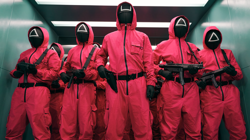 This image released by Netflix shows a scene from the popular Korean series "Squid Game." (Netflix via AP)
