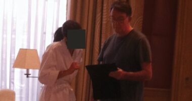 Peter Mandelson pictured standing in his underpants at Epstein's home