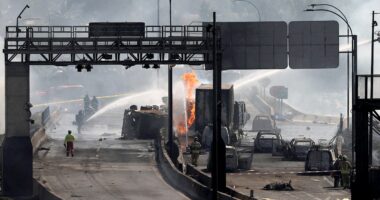 Photos capture devastation after Chile truck explosion kills at least 4, damages at least 50 vehicles