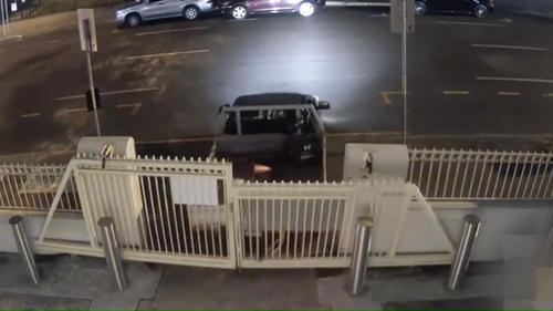 The ute reversed before ramming into the gates of the Brisbane Synagogue, with the incident being captured on CCTV.
