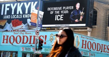 Pro-ICE billboard lights up San Francisco streets ahead of Super Bowl LX