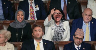 Rashida Tlaib's racially-charged slur as GOP drowned her out with USA