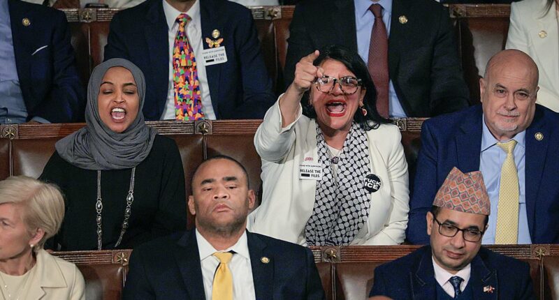 Rashida Tlaib's racially-charged slur as GOP drowned her out with USA