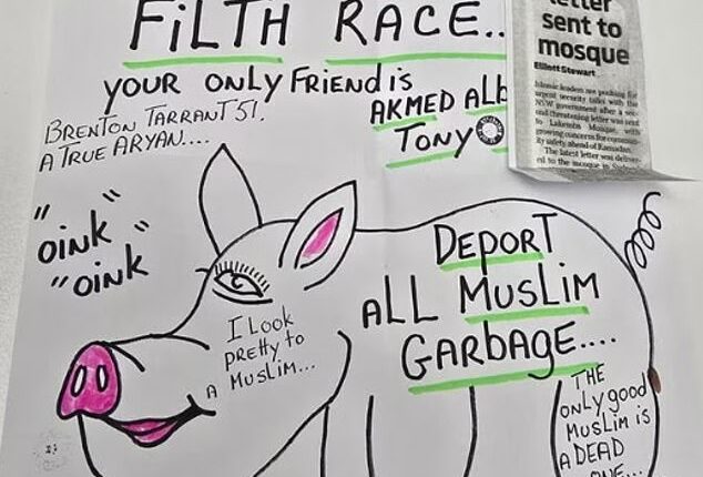 A police investigation is underway after this disturbing note was sent to Lakemba Mosque