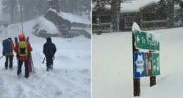 Skiers trapped by avalanche up Lake Tahoe mountain build makeshift shelter using tarp, 10 still missing