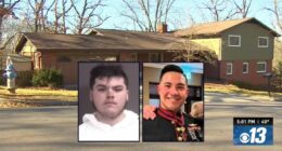 Teen accused of killing decorated Marine who texted family 'hey, I'm dying' before saying his last goodbyes threatened to 'shoot up' another person's home weeks earlier: Cops