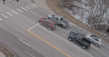Terrifying moment caught on camera as road collapse suddenly swallows vehicles at busy intersection