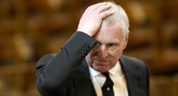 Prince Andrew arrives for the funeral of the Duchess of Kent at Westminster Cathedral in London, Tuesday, Sept. 16, 2025.