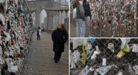 Tourists tie pules of trash -- including tampons, condoms, panties -- to Brooklyn Bridge in disgusting trend
