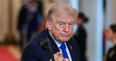 Trump wildly sidetracks during event with angel families as he reveals he paid for victim's mother to 'get her eyes fixed'