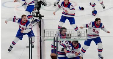 US beats Canada 2-1 in overtime to win first men's hockey championship at the Olympics since 1980