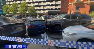Uï»¿ndercover police have rammed a car in the middle of Melbourne after it was seen driving erratically.