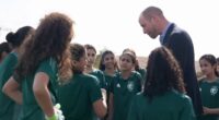 Where's Princess Kate? Moment girls' football team clamour to meet William's wife in Saudi