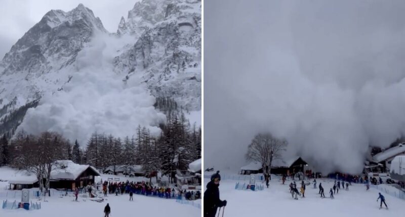 Wild video shows avalanche tumble down mountain, engulf fleeing skiers in snow