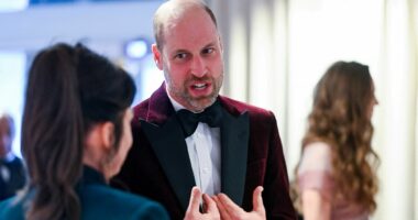 William says he's 'not in a calm state' as he appears at the Baftas