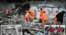 Rescue crews dig bodies out of the ruins of a Kabul hospital hit in an airstrike blamed on Pakistan