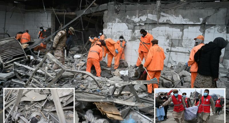 Rescue crews dig bodies out of the ruins of a Kabul hospital hit in an airstrike blamed on Pakistan