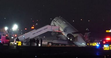 Air Canada flight collides with a Port Authority vehicle at New York's LaGuardia Airport