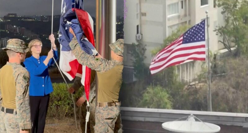 American flag raised, flies over US Embassy in Venezuela building for first time in 7 years