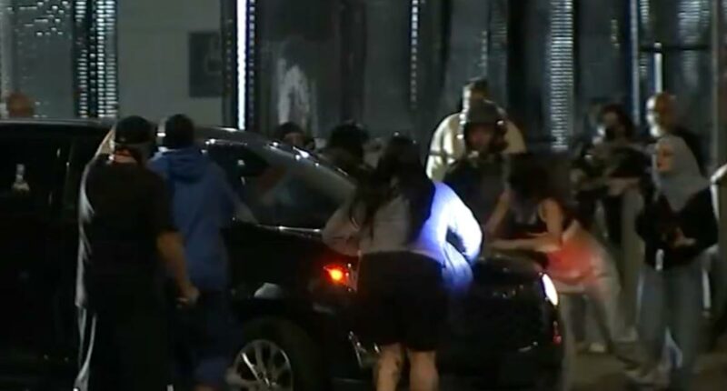 Anti-ICE agitator tries to block SUV at DTLA federal building