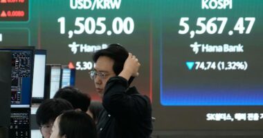 Asian stocks mostly fall and oil climbs again over Iran war de-escalation uncertainties