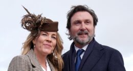 Awkward! Peter Phillips' ex-wife Autumn and her property tycoon boyfriend arrive at Cheltenham - as Princess Anne's son attends with his NHS nurse fiancée Harriet Sperling