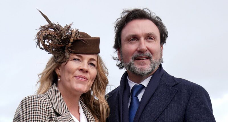 Awkward! Peter Phillips' ex-wife Autumn and her property tycoon boyfriend arrive at Cheltenham - as Princess Anne's son attends with his NHS nurse fiancée Harriet Sperling