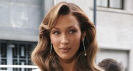 Bella Hadid shows off her tiny waist at a brunch for Orebella in Milan