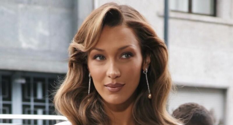 Bella Hadid shows off her tiny waist at a brunch for Orebella in Milan