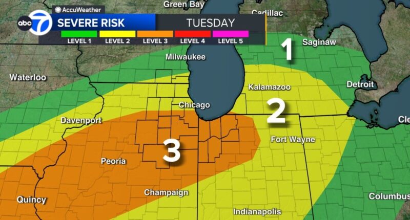 Chicago weather forecast Tuesday includes severe weather; storms could bring damaging winds, hail, tornadoes