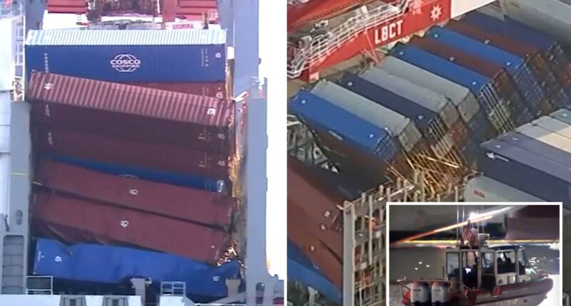 Coast Guard offloading damaged shipping containers