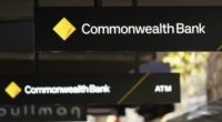 The Commonwealth Bank logo outside a branch.