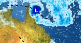 A tropical low heading towards the Queensland coastline could develop into a tropical cyclone by the end of the week.