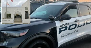 Dead man found inside police car at Azusa station may have been there for days