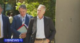 William Swale appears outside court ahead of an inquest into the Daylesford Pub crash.